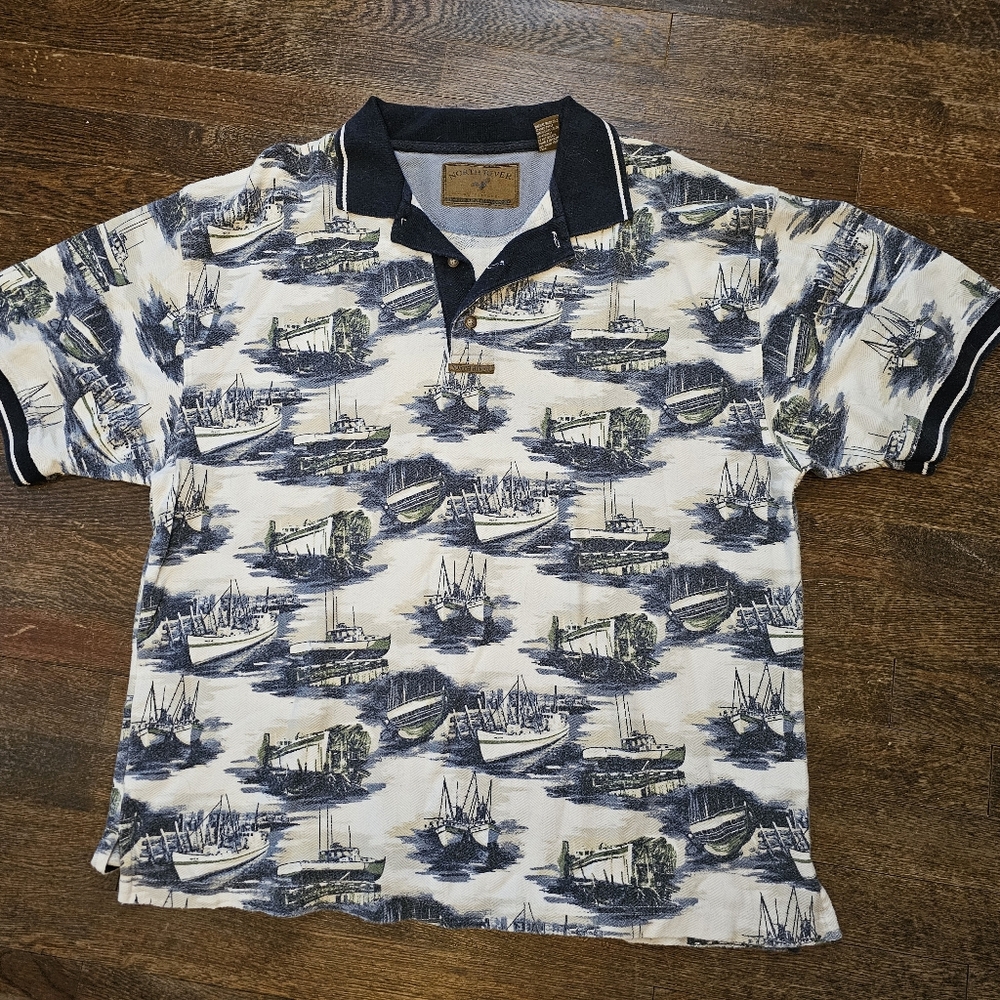 North River Outfitters Sailboat Polo Shirt Men's Large